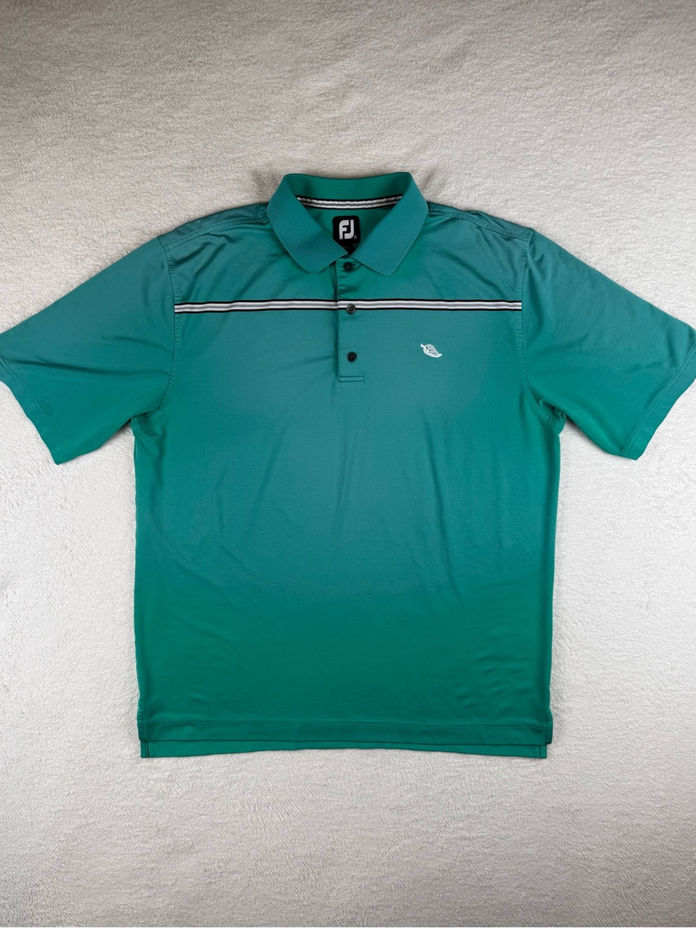 FootJoy Polo Shirt Mens XL Teal Fade Striped Casual Golf Performance Embroidered